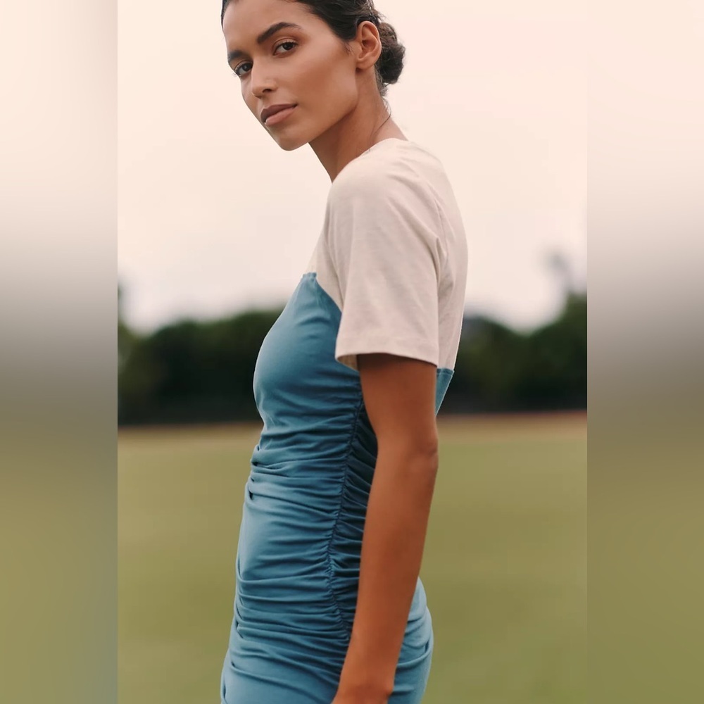 Daily Practice X Anthropologie Colorblock Side-Ruched Mini Dress - Medium -NWT - Picture 3 of 12